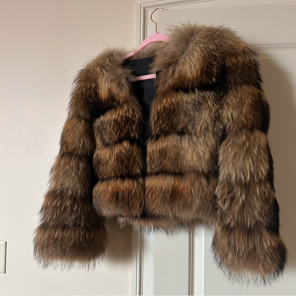 REAL Fox Fur Long-sleeve Coat (includes buttons to close it)
